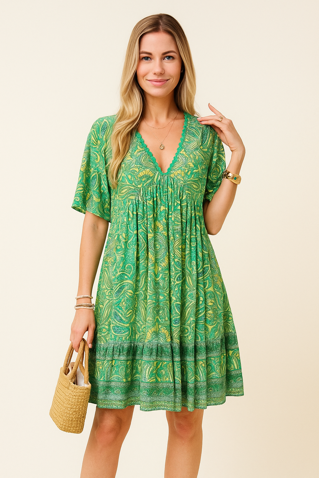 Midi Summer Dress With V-Neck – Lilienne
