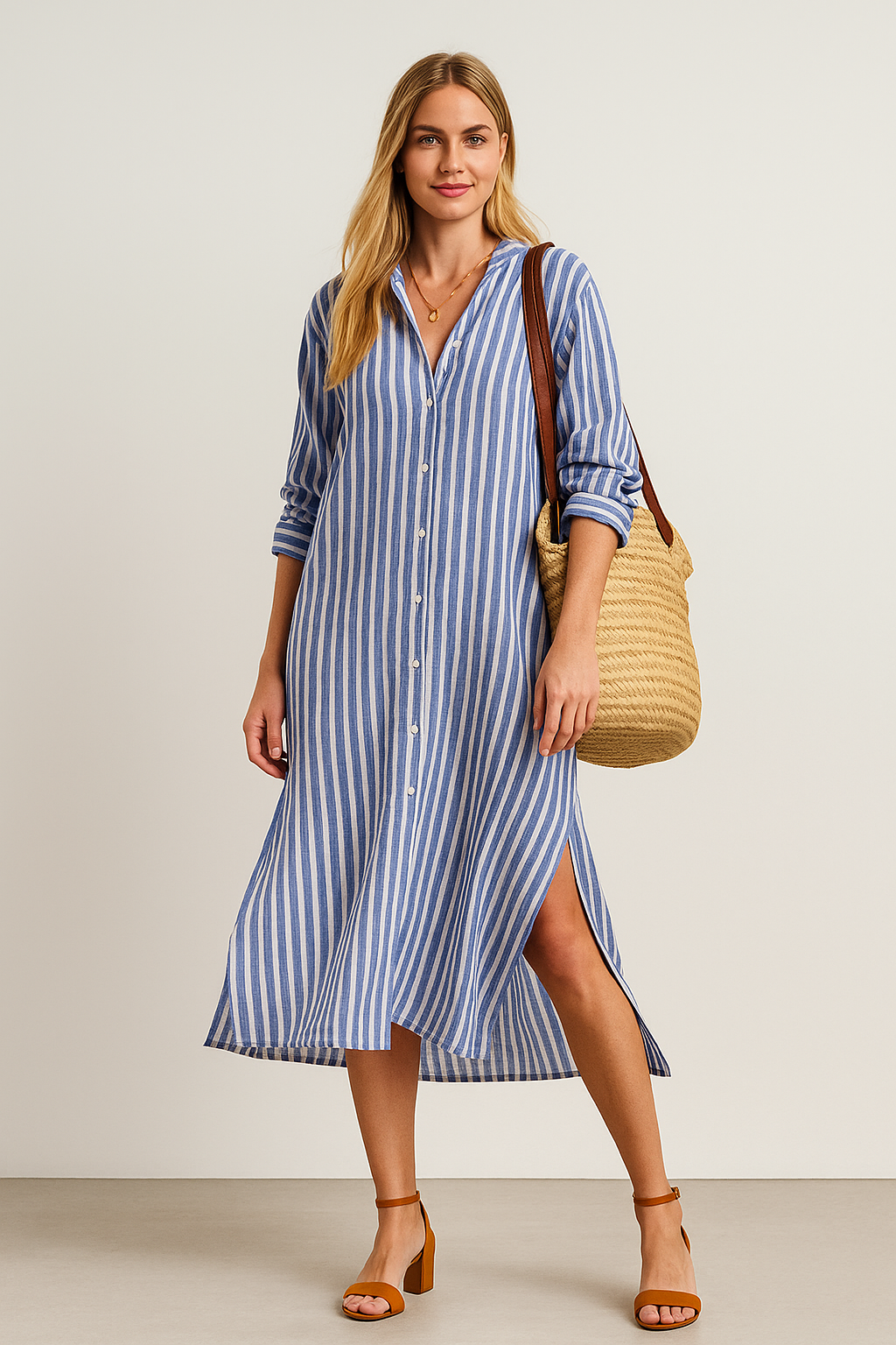 Elegant Striped Maxi Dress – Camille