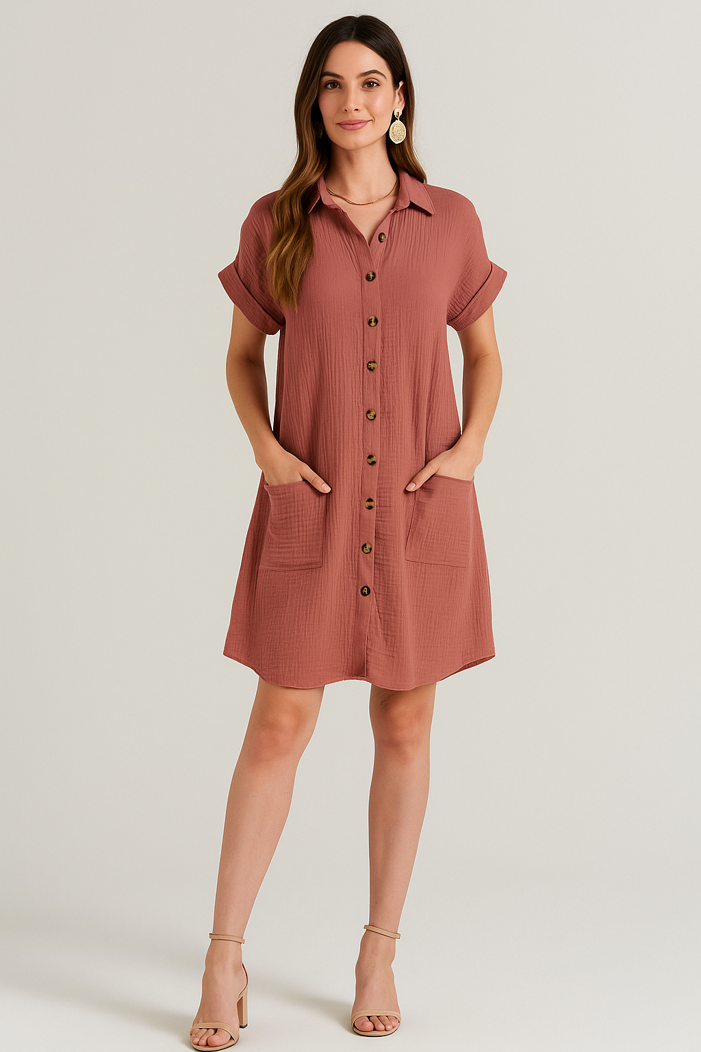 Elegant Button-Up Midi Dress – Soraya