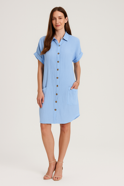 Elegant Button-Up Midi Dress – Soraya