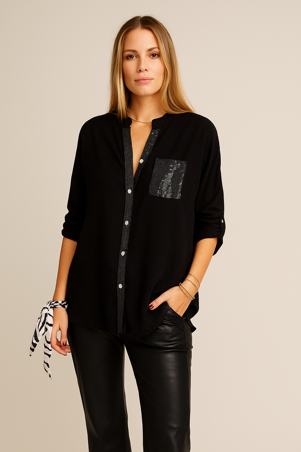 Chic Glamour Button-Up Blouse – Amaris