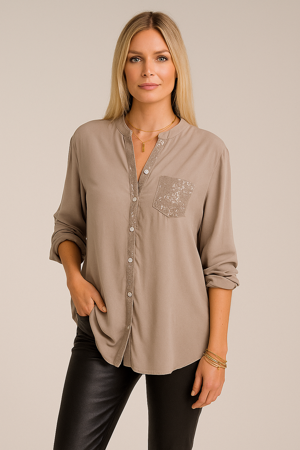 Chic Glamour Button-Up Blouse – Amaris