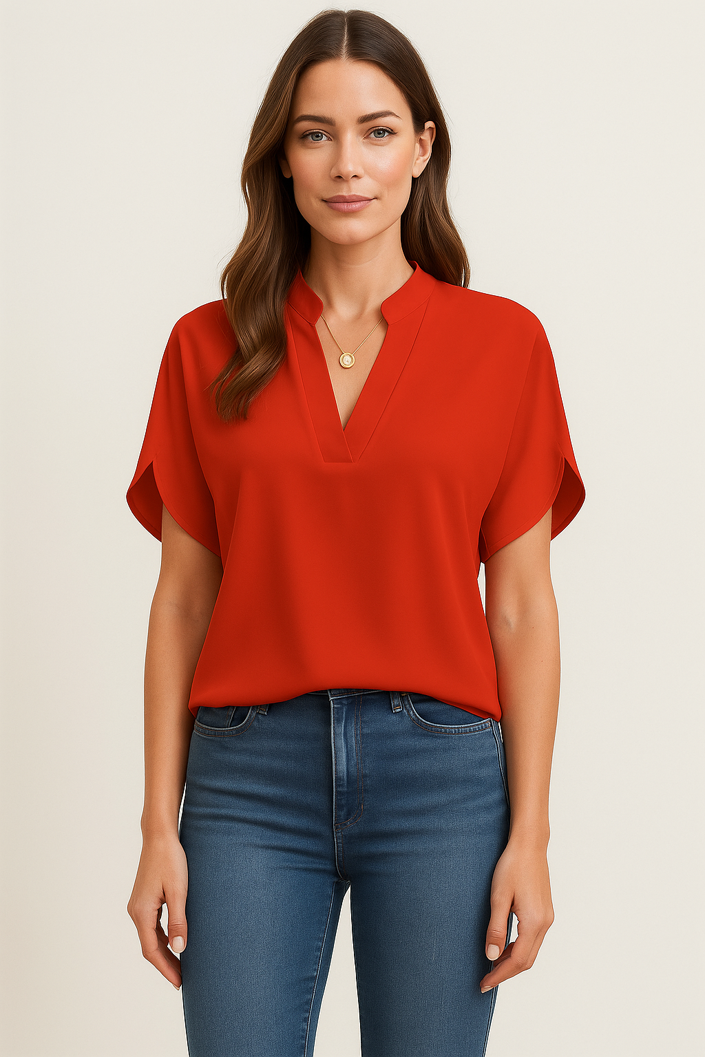 Elegant Blouse with V-Neck for Women – Calista