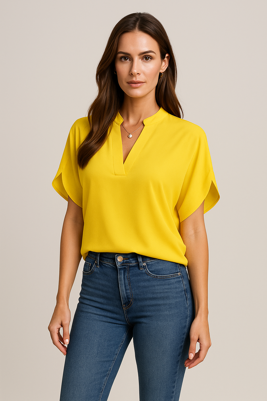 Elegant Blouse with V-Neck for Women – Calista