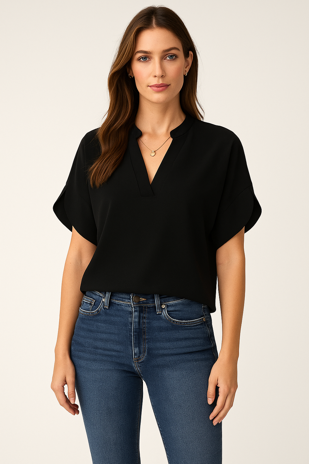 Elegant Blouse with V-Neck for Women – Calista