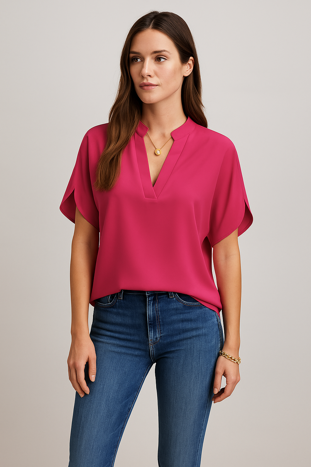 Elegant Blouse with V-Neck for Women – Calista