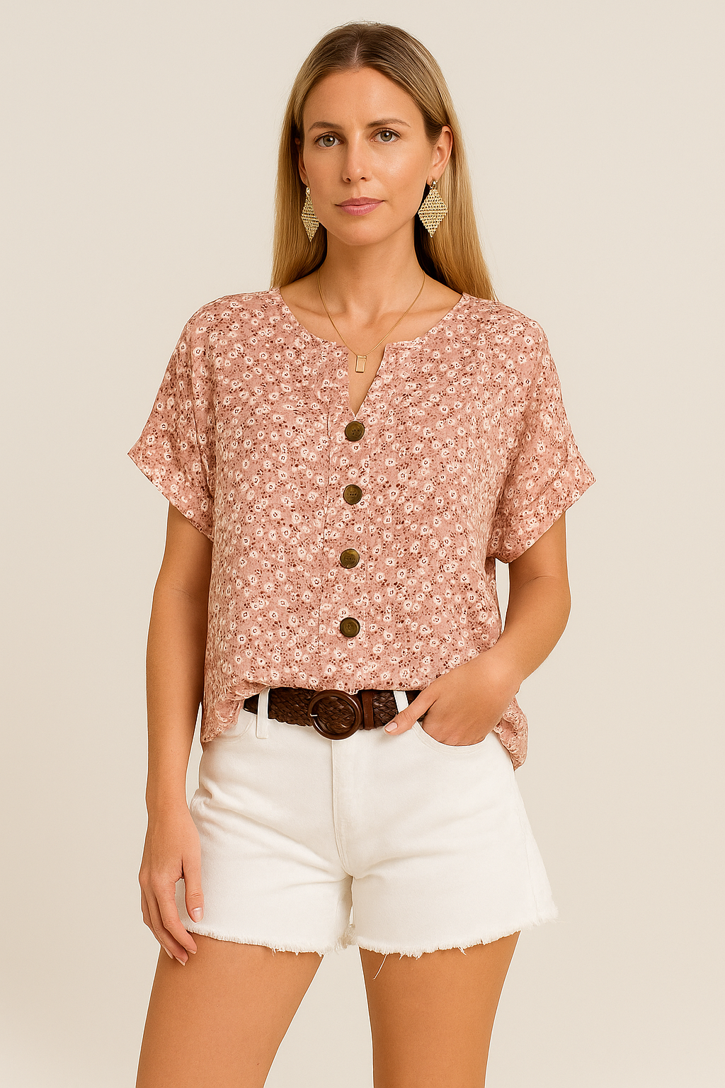 Floral Button-Up Blouse For Women – Danika