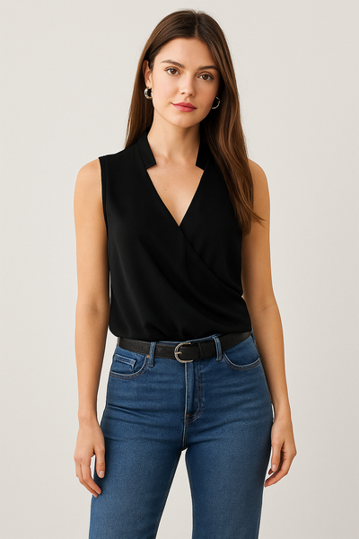 Elegant Wrap Sleeveless Blouse – Mireya