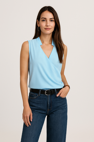 Elegant Wrap Sleeveless Blouse – Mireya